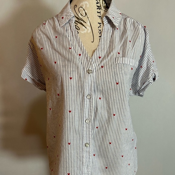 Candie's White and Red Striped Casual Shirt - Picture 6 of 9